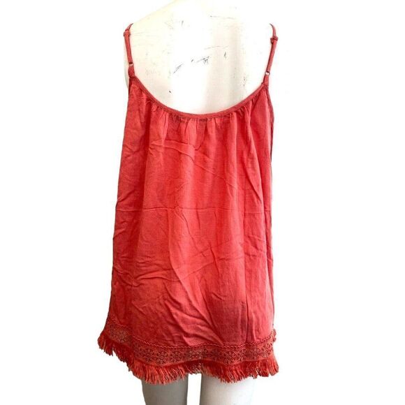 NWT Doe & Rae M Smock Top Sleeveless Pullover Fringe Hem Strappy Peach NWT - Picture 4 of 5